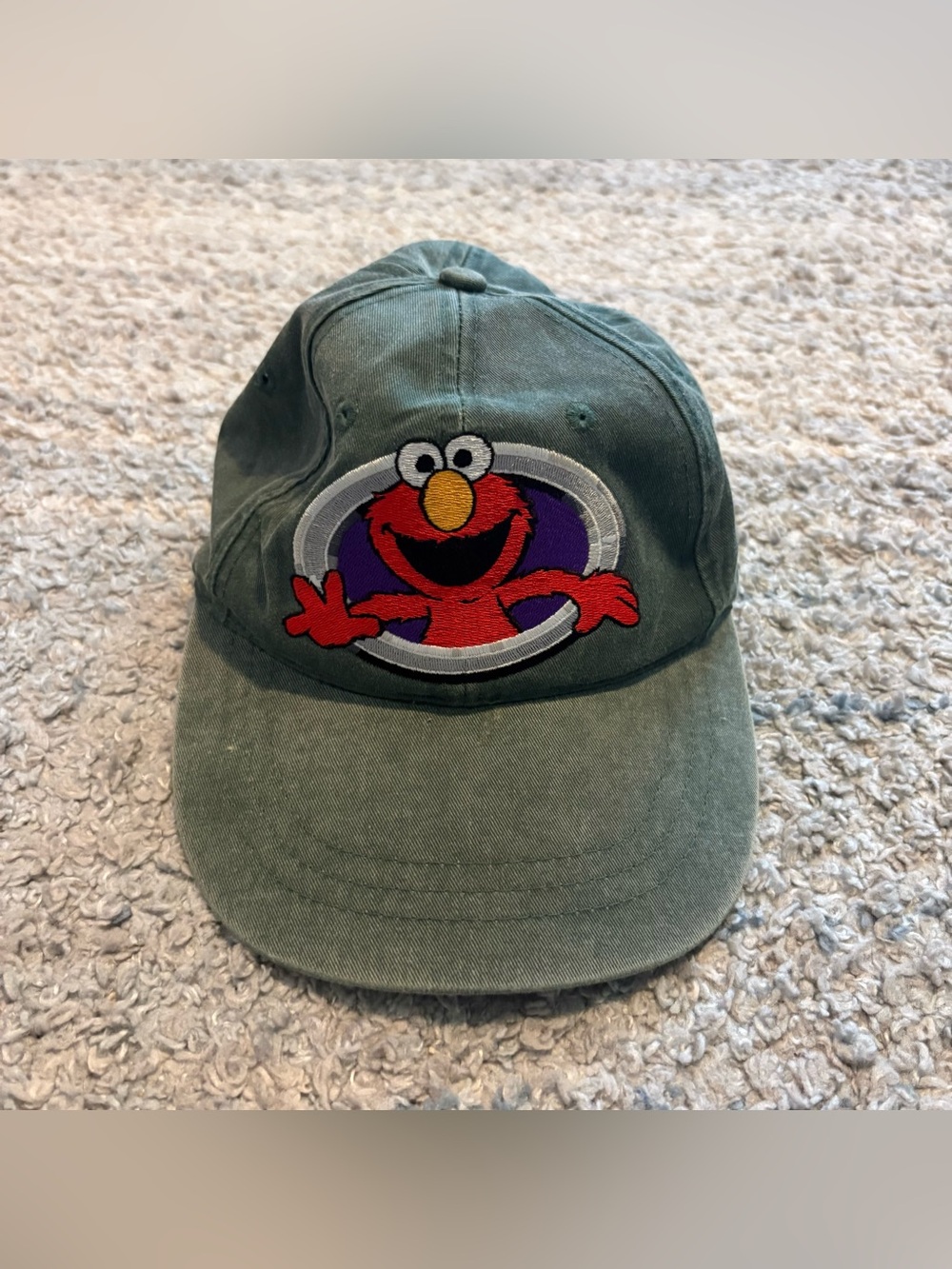 Vintage Y2K Elmo Sesame Street Hat Head Start Sportswear Washed Green Leather